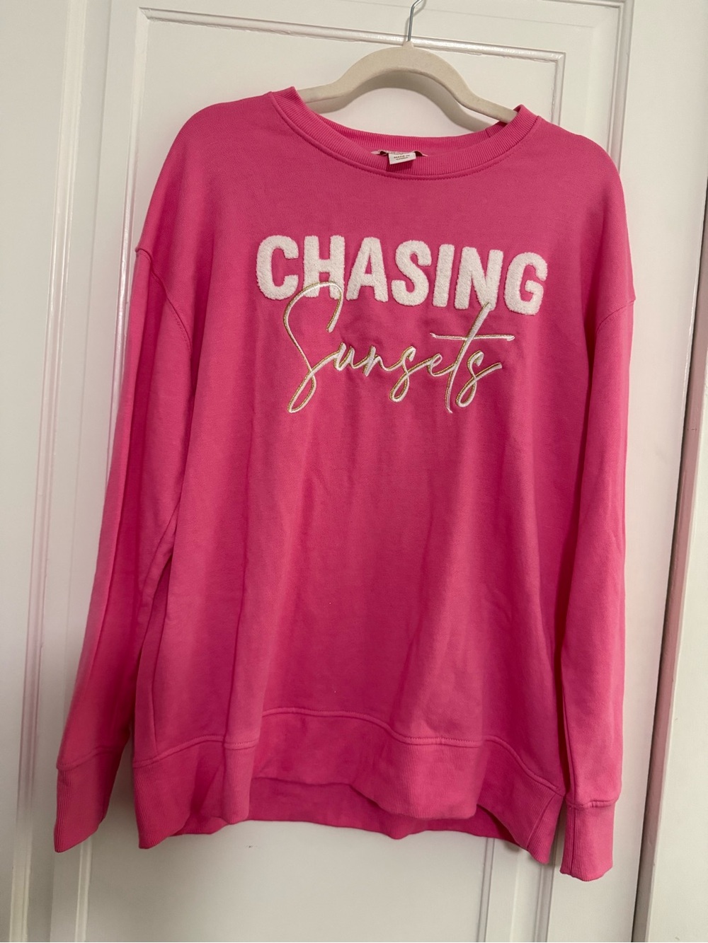 Shiraleah Pink Crewneck Sweatshirt with Gold Logo